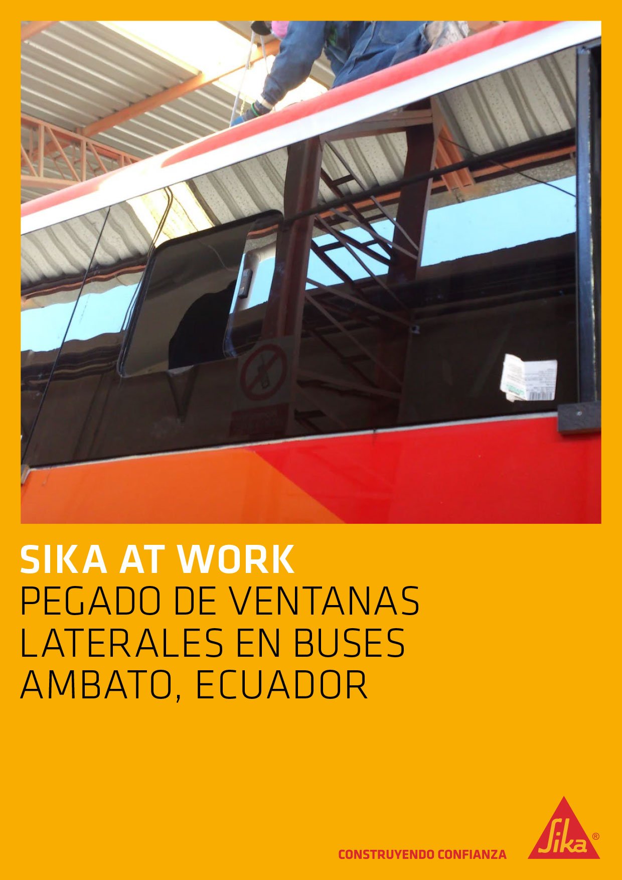 Pegado de Ventanas Laterales en Buses – Ambato, Ecuador
